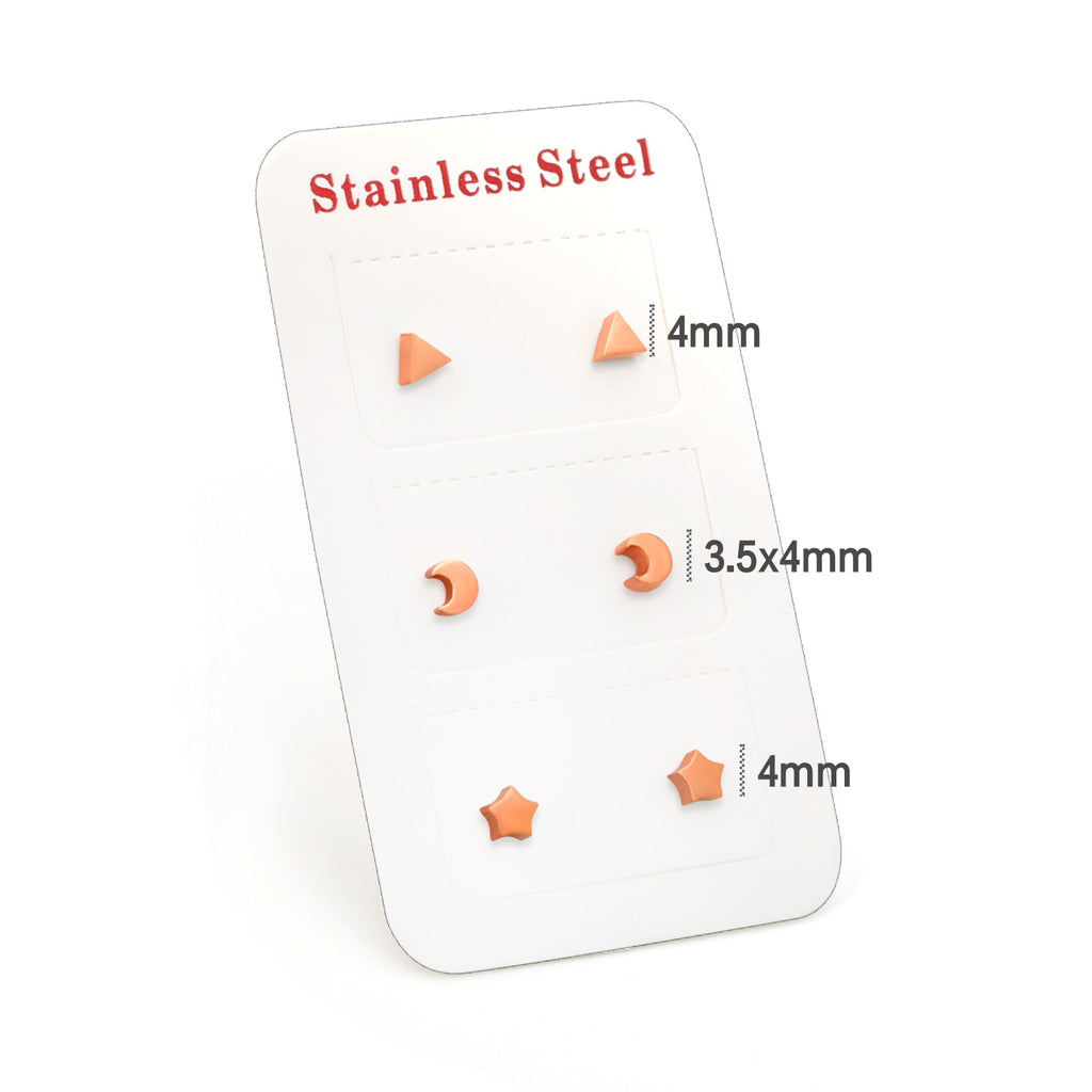 ZANORA  - 3 Pairs Mixed Cut Stud Earring