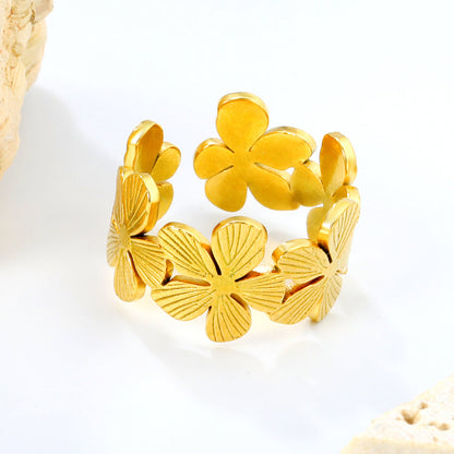 ZANORA Fleuréa - Adjustable Size leaf Flower Cluster Ring