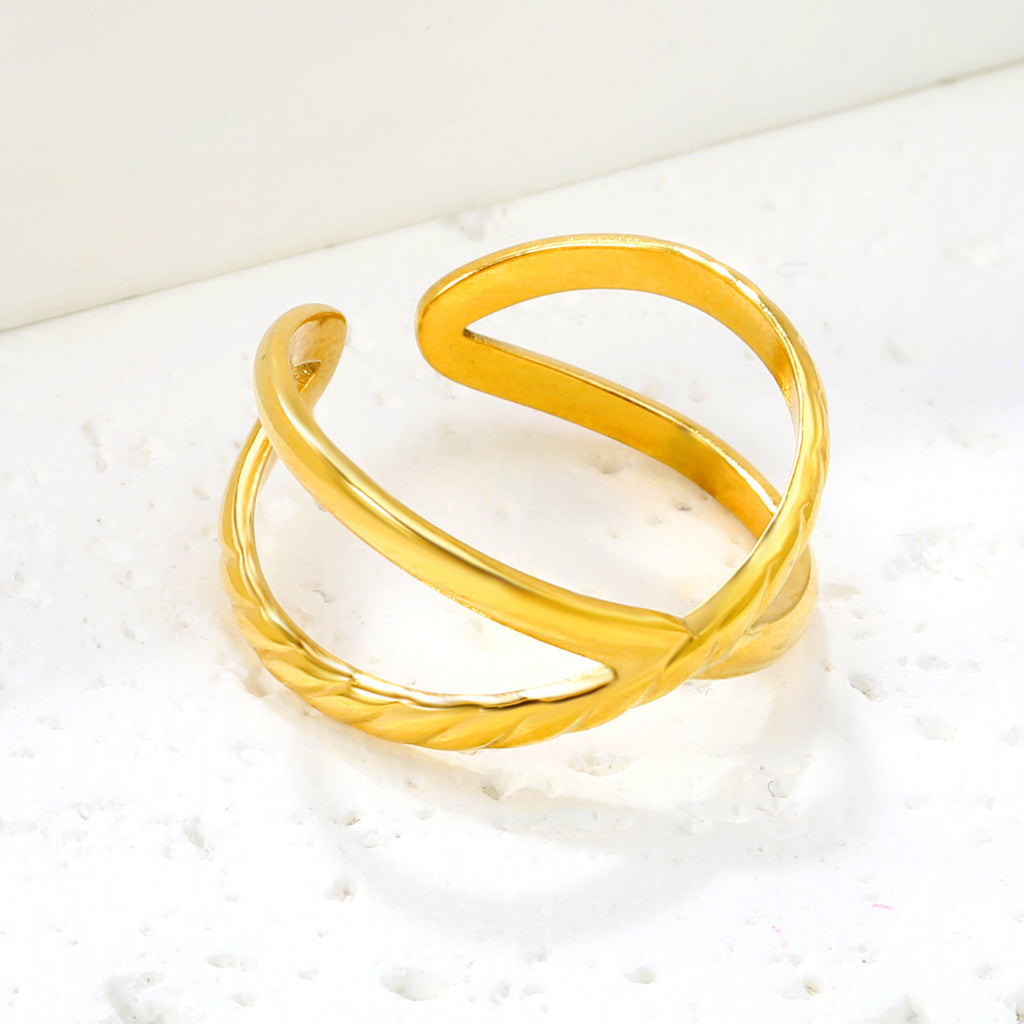 ZANORA Spiralis - Adjustable Size Open Elevated Wide Band Ring