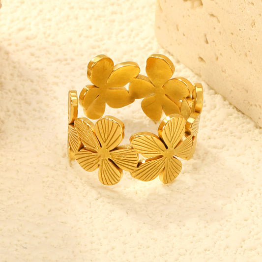 ZANORA Fleuréa - Adjustable Size leaf Flower Cluster Ring