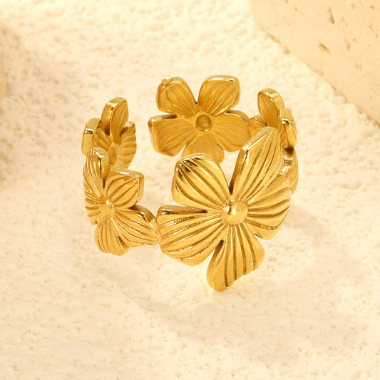 ZANORA Ember Flora - Adjustable Size Embossed Ring