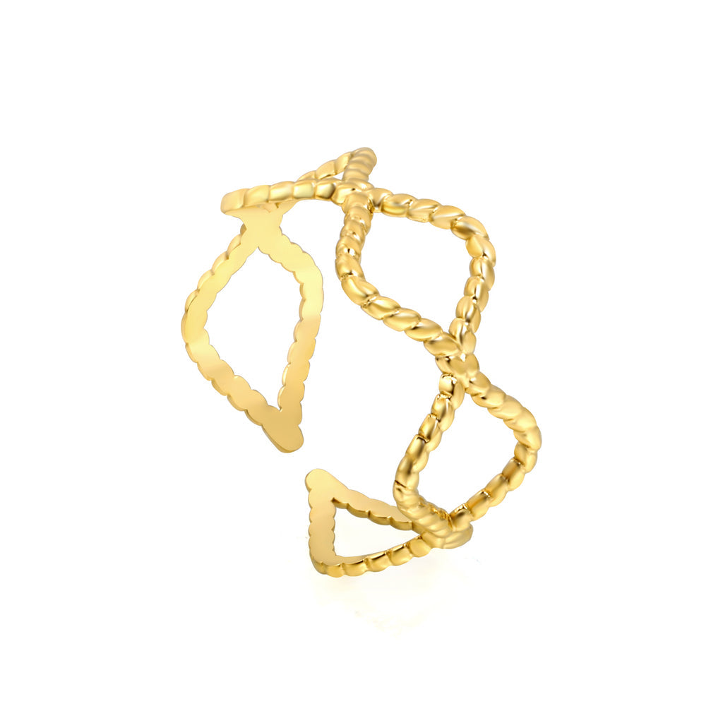 ZANORA Vetra - Adjustable Size Hollow Diamond Shaped Open Ended Ring