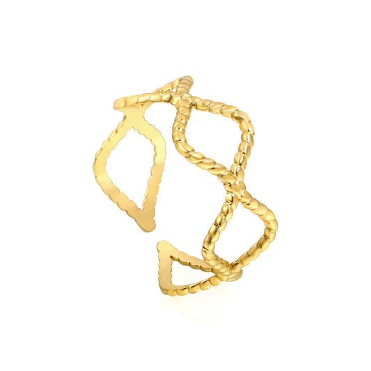 ZANORA Vetra - Adjustable Size Hollow Diamond Shaped Open Ended Ring