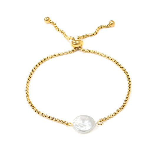 ZANORA  - Round White Pearl Bracelet