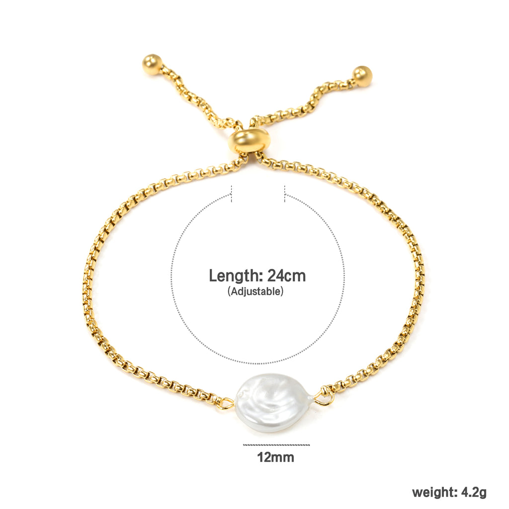 ZANORA  - Round White Pearl Bracelet