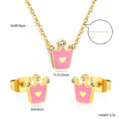 ZANORA Princessa - Crown With Pink Oil Drop Jewelry Set