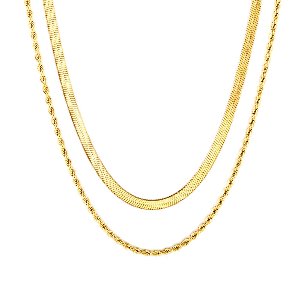 ZANORA  - Twisted Double Chained Necklace