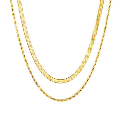 ZANORA  - Twisted Double Chained Necklace