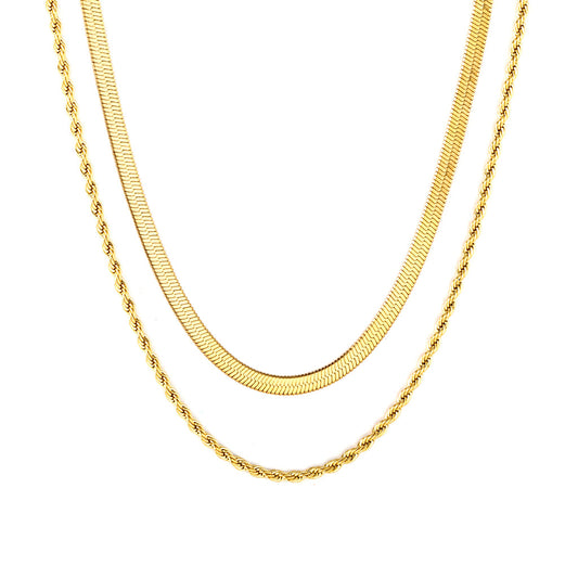 ZANORA  - Twisted Double Chained Necklace