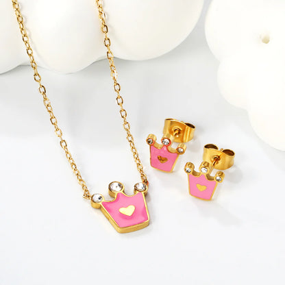 ZANORA Princessa - Crown With Pink Oil Drop Jewelry Set