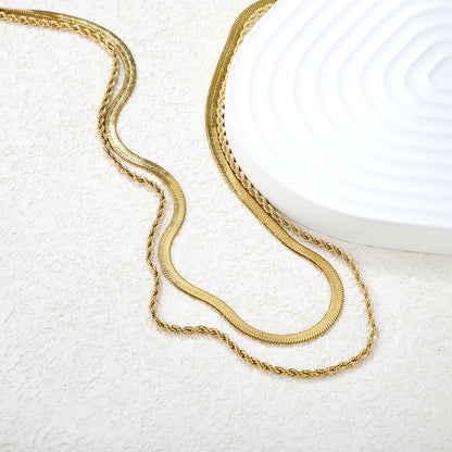 ZANORA  - Twisted Double Chained Necklace