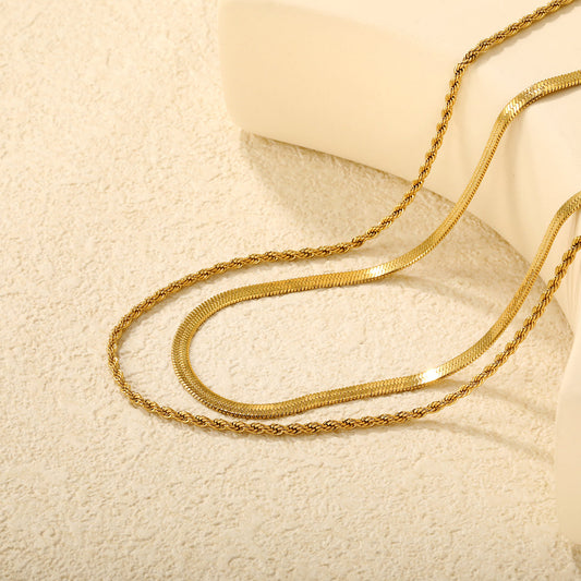 ZANORA  - Twisted Double Chained Necklace