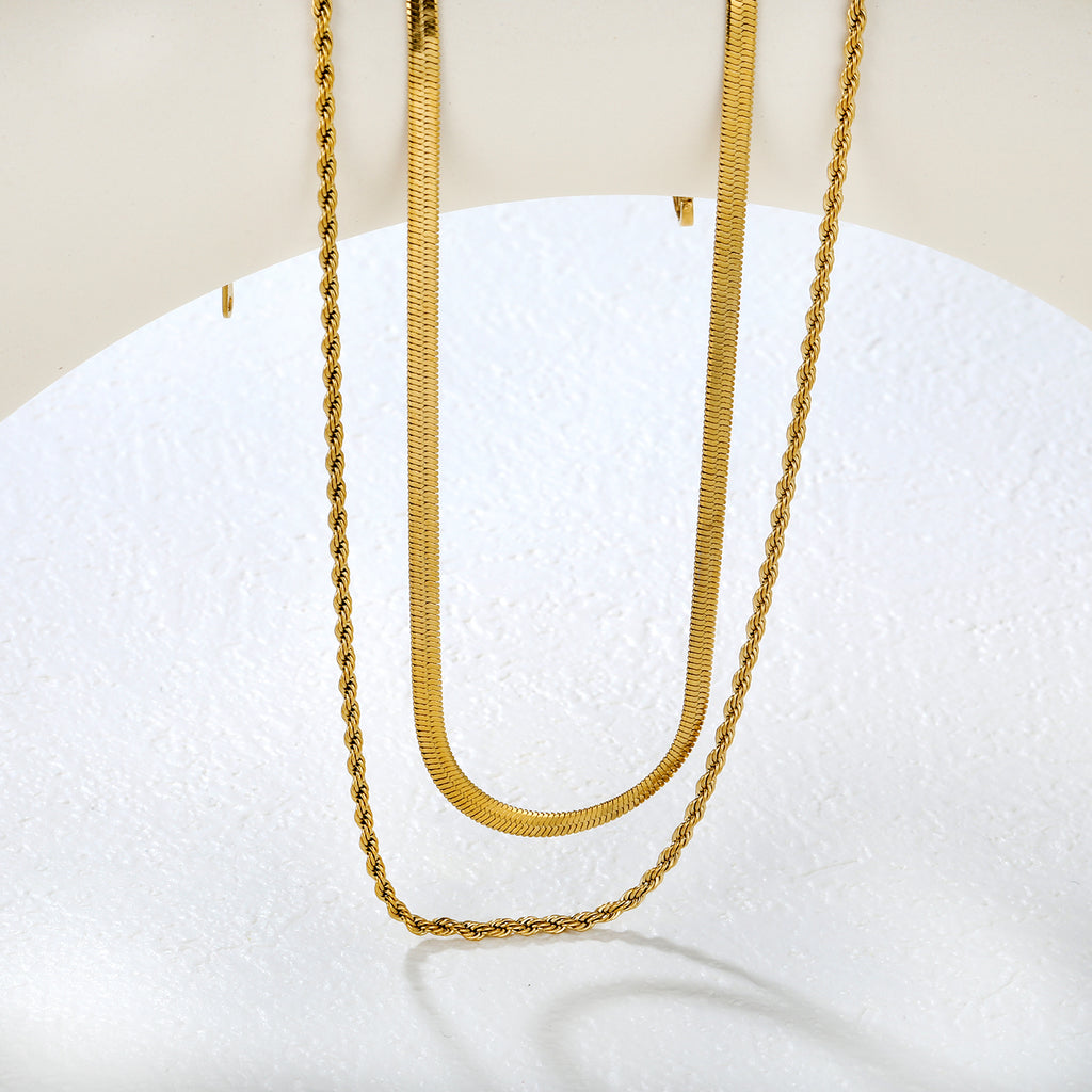 ZANORA  - Twisted Double Chained Necklace