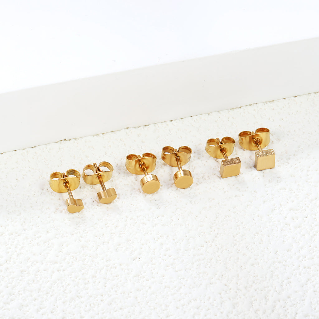 ZANORA  - 3 Pairs Mixed Cut Stud Earring
