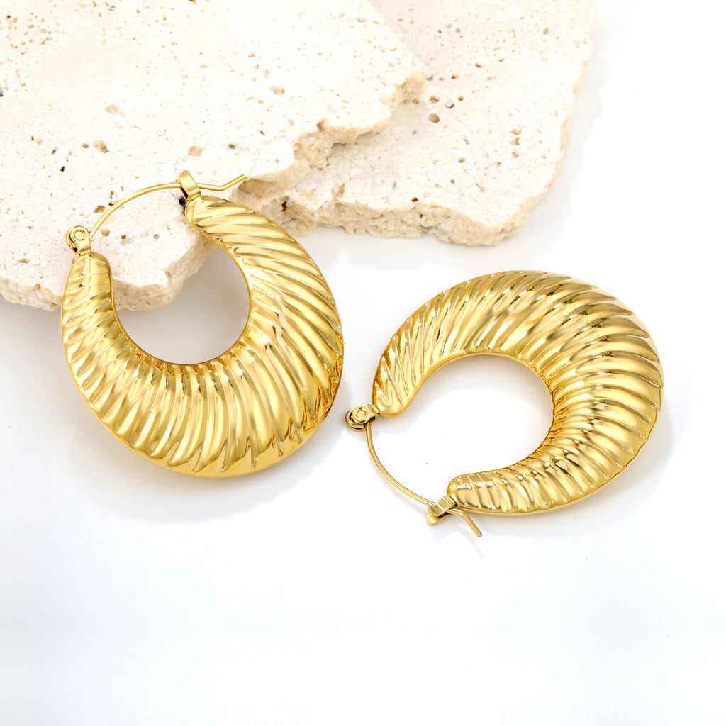ZANORA  - Hollow Flat Rounded Earring