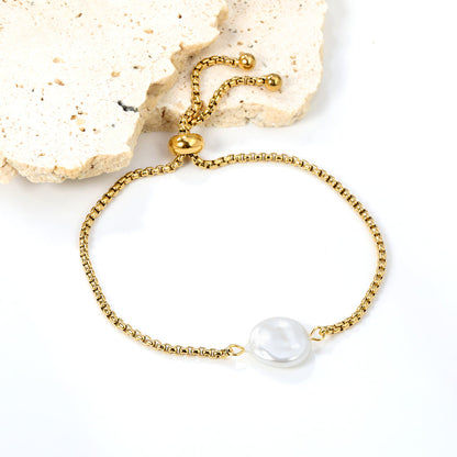 ZANORA  - Round White Pearl Bracelet