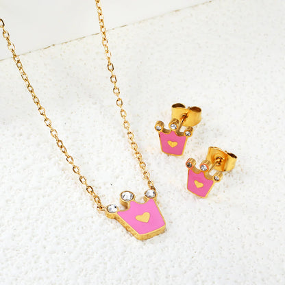 ZANORA Princessa - Crown With Pink Oil Drop Jewelry Set