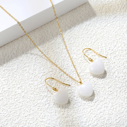 ZANORA White Embrace - White Heart Natural Stone Jewelry Set
