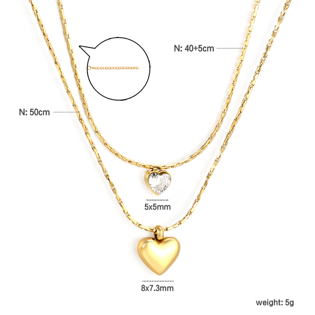 ZANORA - Heart Shape Sticky White Diamond Necklace
