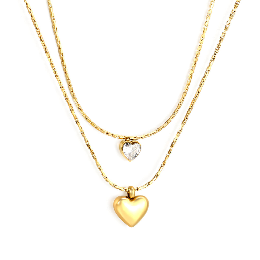 ZANORA - Heart Shape Sticky White Diamond Necklace
