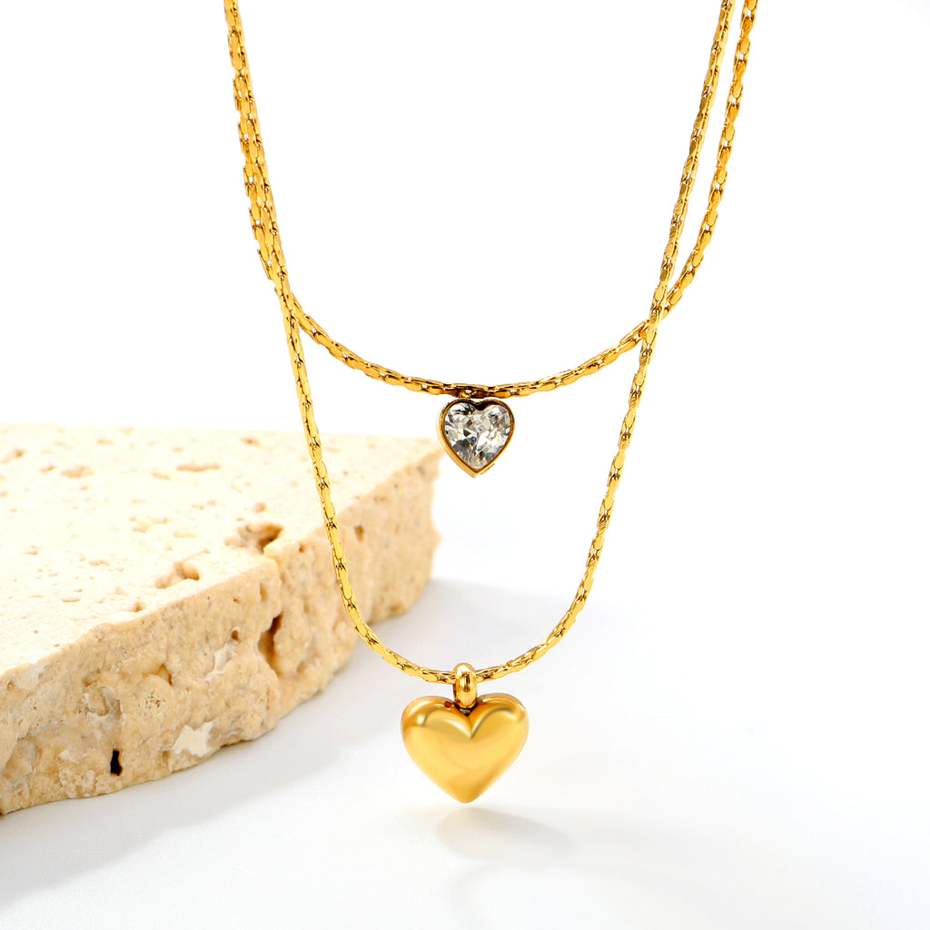 ZANORA - Heart Shape Sticky White Diamond Necklace