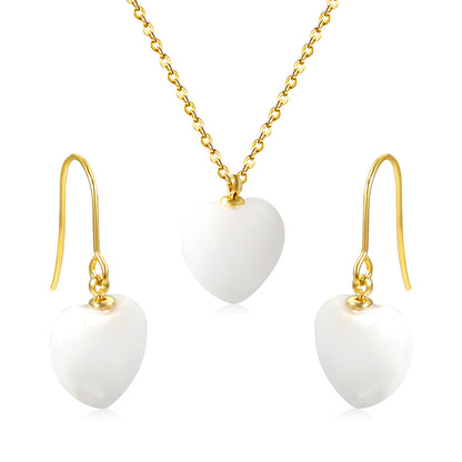 ZANORA White Embrace - White Heart Natural Stone Jewelry Set
