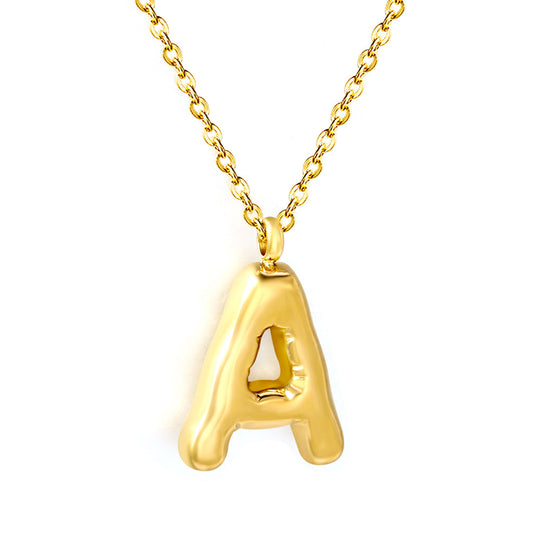 ZANORA Initial Elegance A - A Bubble Letter Pendant Necklace