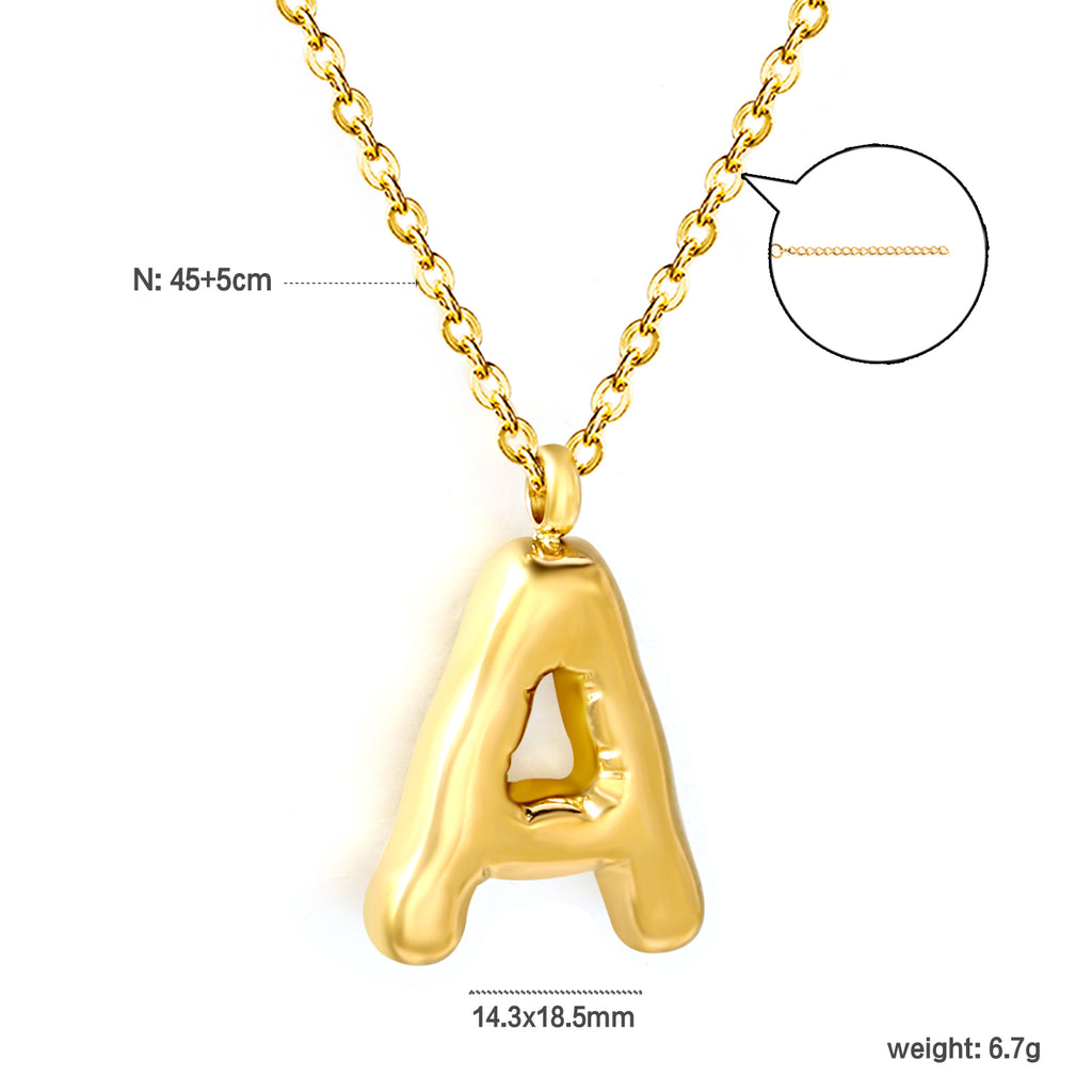 ZANORA Initial Elegance A - A Bubble Letter Pendant Necklace