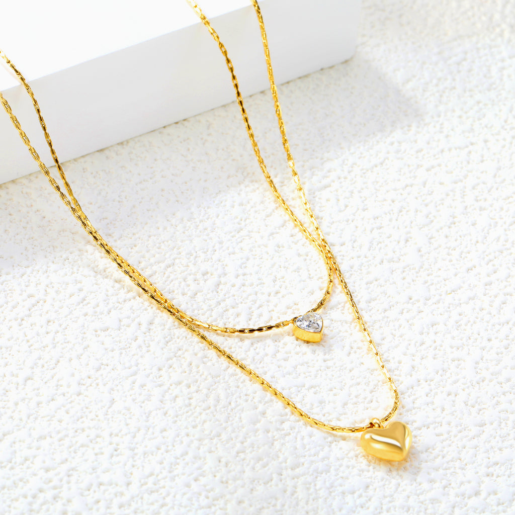 ZANORA - Heart Shape Sticky White Diamond Necklace
