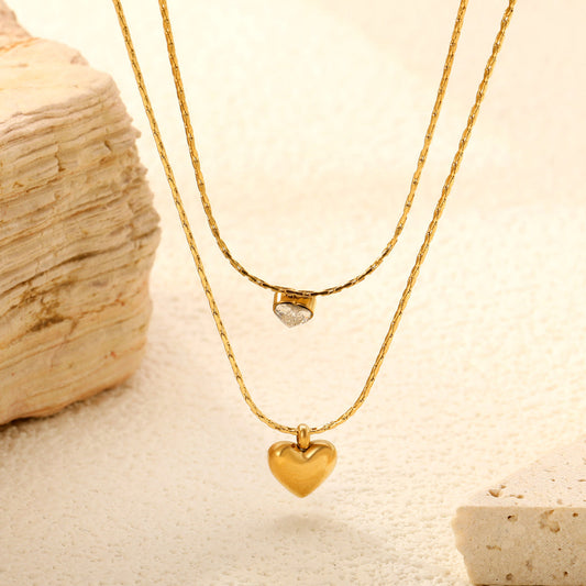 ZANORA - Heart Shape Sticky White Diamond Necklace