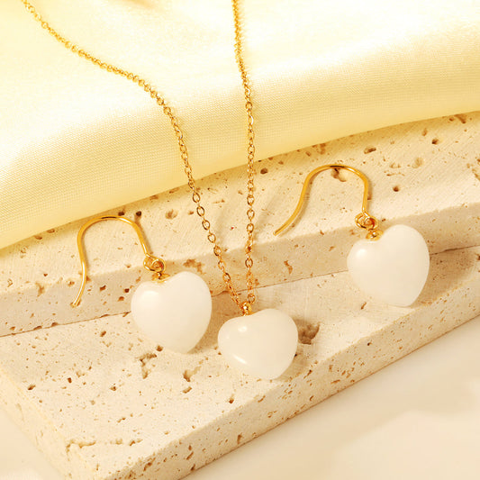 ZANORA White Embrace - White Heart Natural Stone Jewelry Set