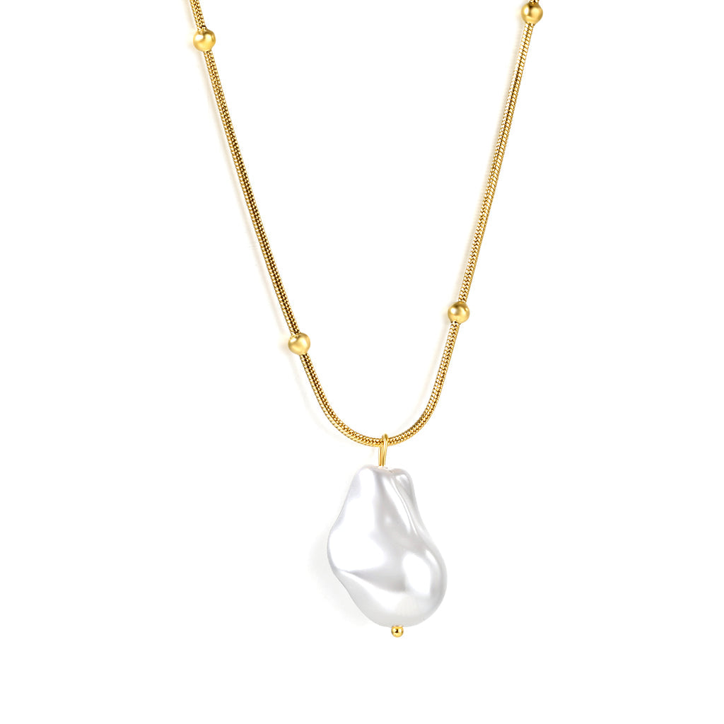 ZANORA - Shaped White Pearl Pendant Necklace