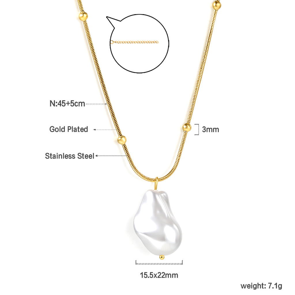 ZANORA - Shaped White Pearl Pendant Necklace
