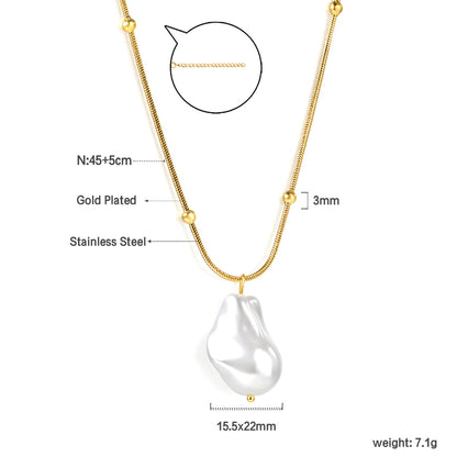 ZANORA - Shaped White Pearl Pendant Necklace