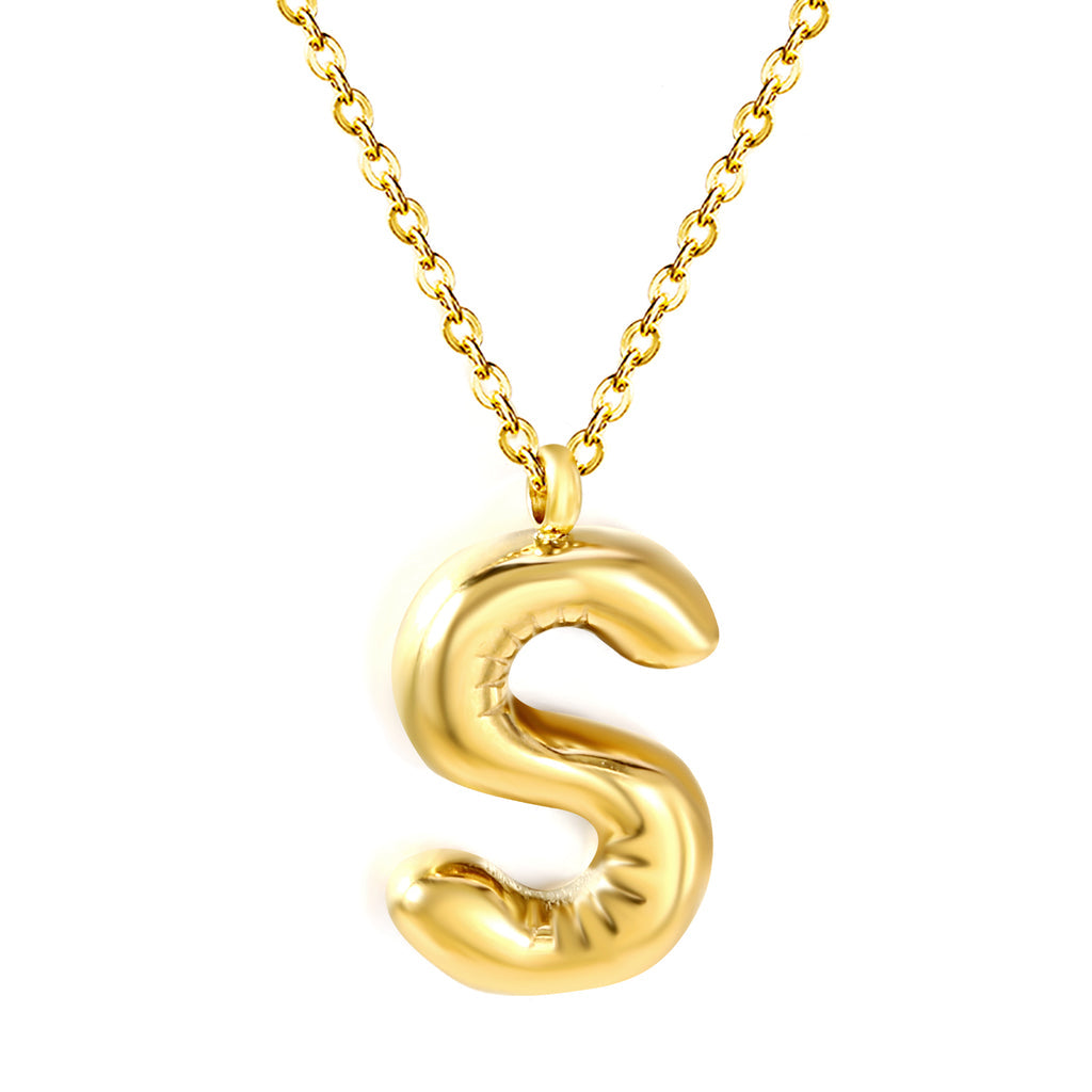 ZANORA Initial Elegance S - S Bubble Letter Pendant Necklace