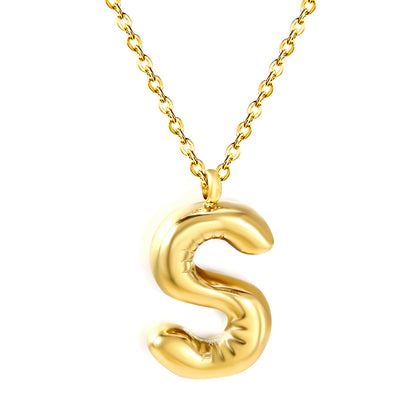 ZANORA Initial Elegance S - S Bubble Letter Pendant Necklace