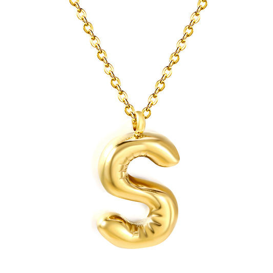 ZANORA Initial Elegance S - S Bubble Letter Pendant Necklace