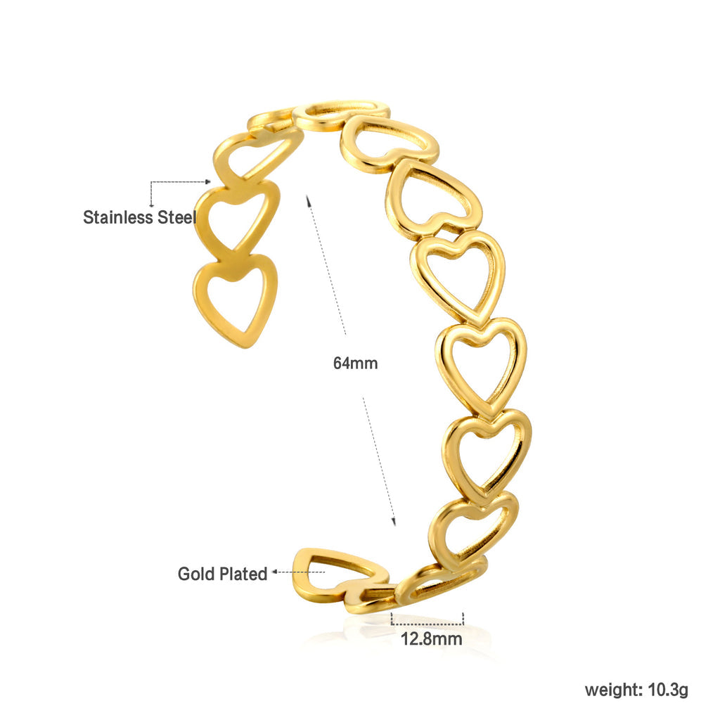 ZANORA  - Multiple Openings In The Shape Of Hollowed-Out Hearts Linked Together Bangle