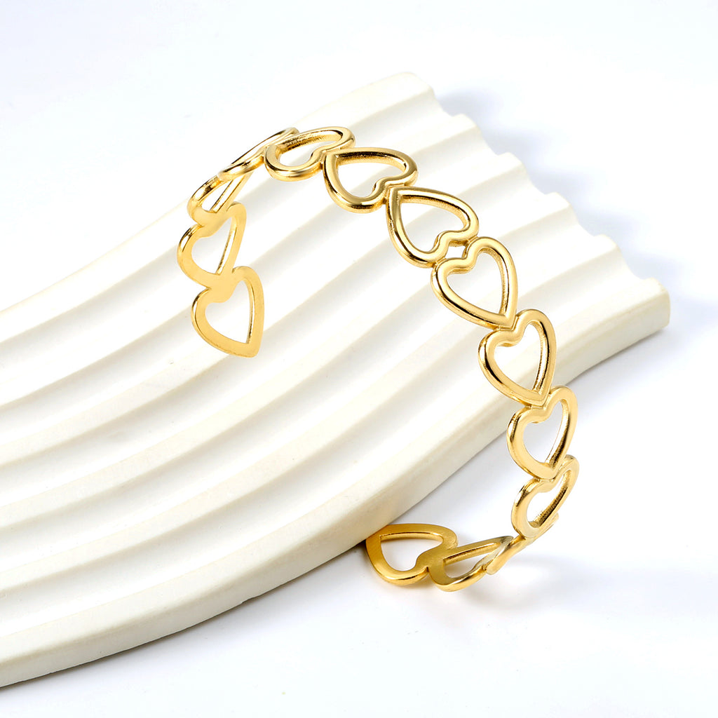 ZANORA  - Multiple Openings In The Shape Of Hollowed-Out Hearts Linked Together Bangle