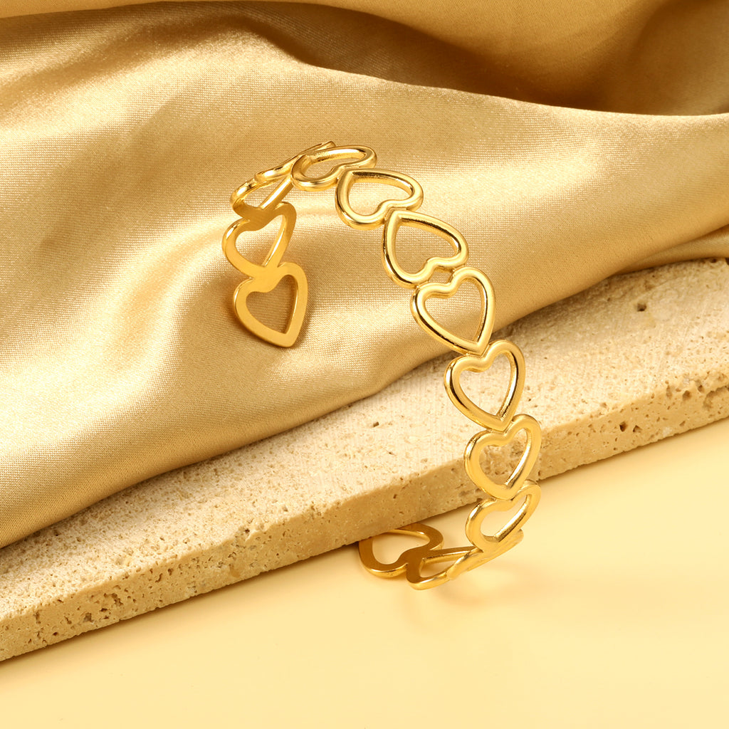 ZANORA  - Multiple Openings In The Shape Of Hollowed-Out Hearts Linked Together Bangle