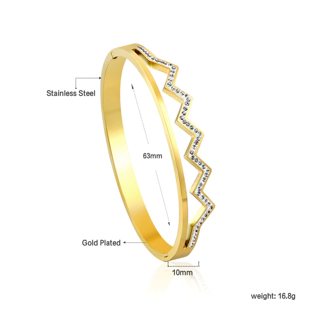 ZANORA - Wavy Diamond Dot Bangle