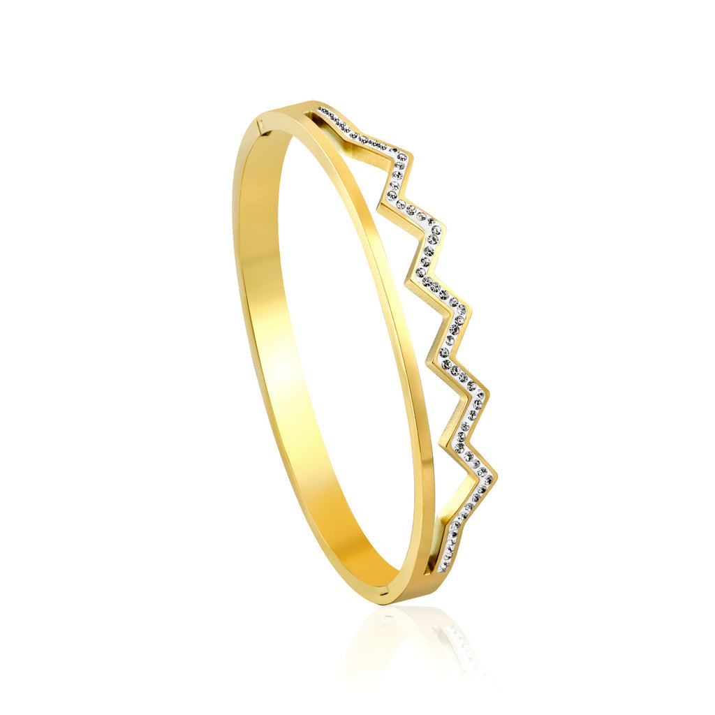 ZANORA - Wavy Diamond Dot Bangle