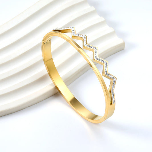 ZANORA - Wavy Diamond Dot Bangle