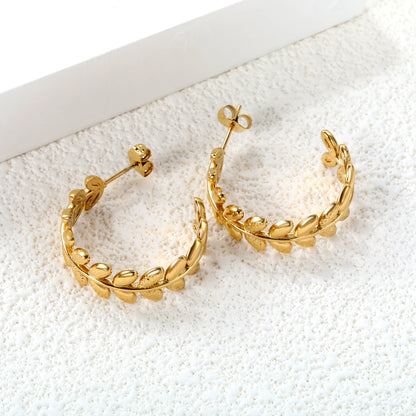 ZANORA  - C-Shaped Leaf Earring