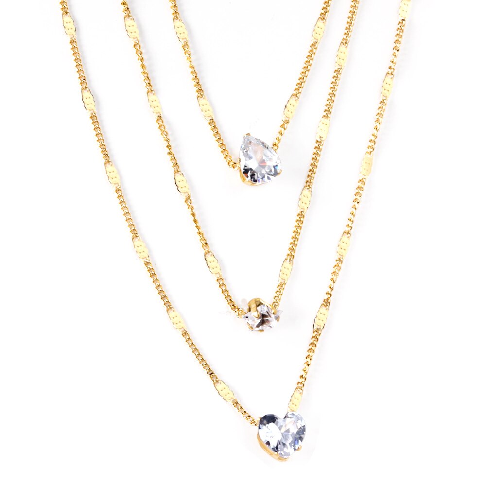ZANORA  - Triple Layered Heart Shaped Pendant Necklace