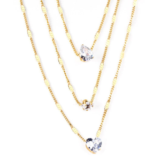 ZANORA  - Triple Layered Heart Shaped Pendant Necklace