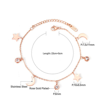 ZANORA  - Moon Star Cubic Zirconia Pendant Necklace