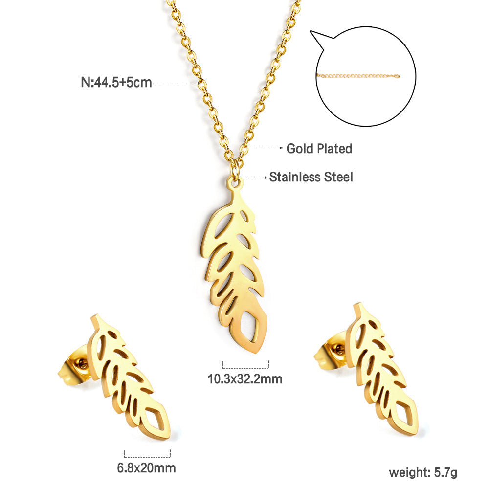 ZANORA Lara Leaf - Polished Leaf Shaped Jewelry Set