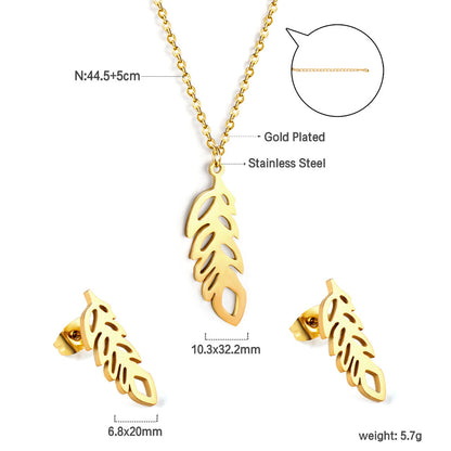ZANORA Lara Leaf - Polished Leaf Shaped Jewelry Set