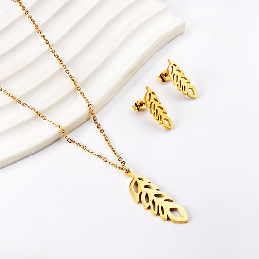 ZANORA Lara Leaf - Polished Leaf Shaped Jewelry Set